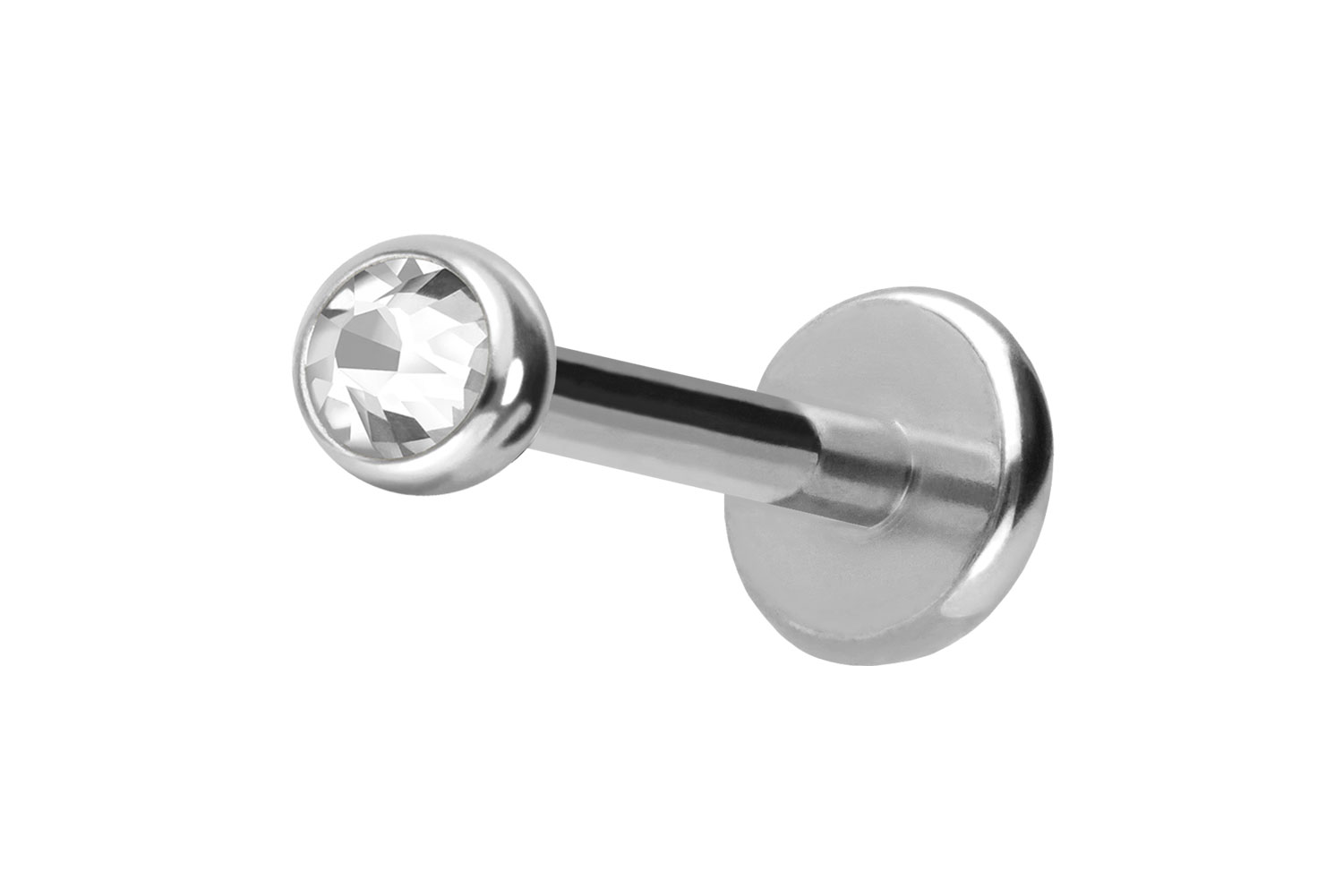 Titan Labret Piercing mit Push Fit KRISTALL